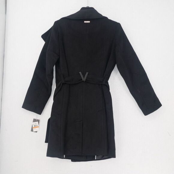 NEW Vince Camuto Women's Medium Belted Wool Blend Midi Trench Coat Winter Black - Picture 11 of 12